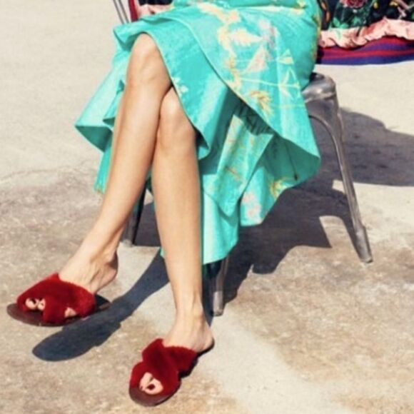 Zara Faux Fur Criss Cross Flat Slides-Size 37/6.5-7 - Picture 6 of 15